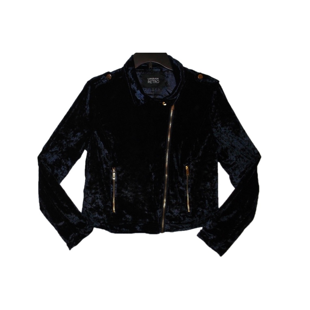 Urban Retro Women's Deep Blue Velour Jacket